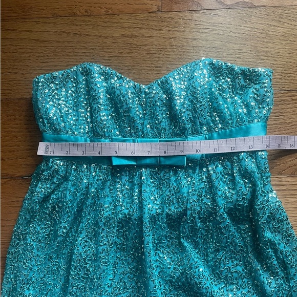 Betsey Johnson Evening Strapless Sequin Silk Mini Dress 2 Blue 2010s Formal Prom - Picture 7 of 8